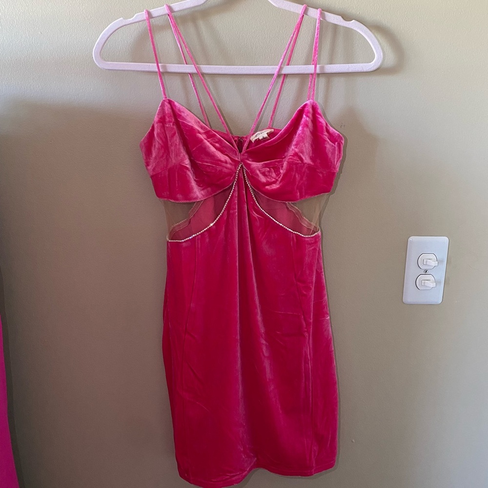 Pink Velvet Mini Dress - Picture 4 of 4